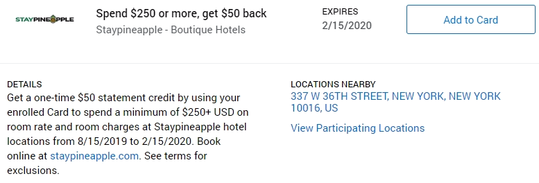 Staypineapple Hotels Amex Offer