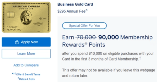 amex business gold 90K offer