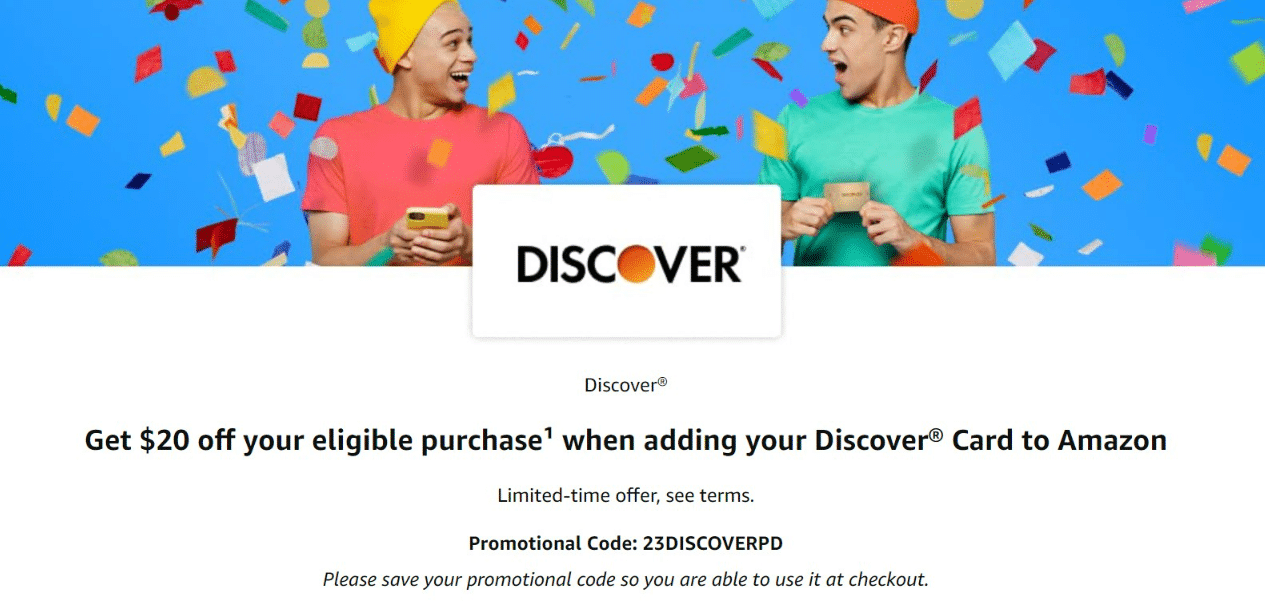 Amazon Discover Promo $20 off