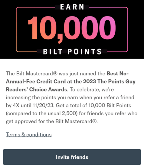 Bilt Mastercard 10K Referral Bonus