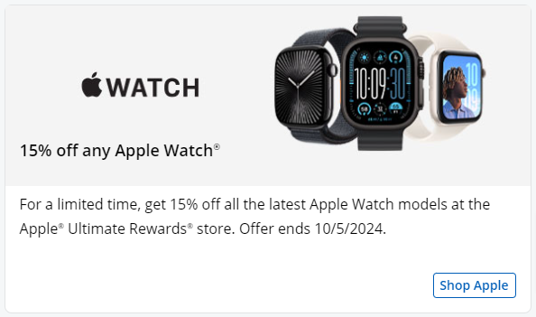 Save 15% When Using Chase Ultimate Rewards for Apple Watch Purchases
